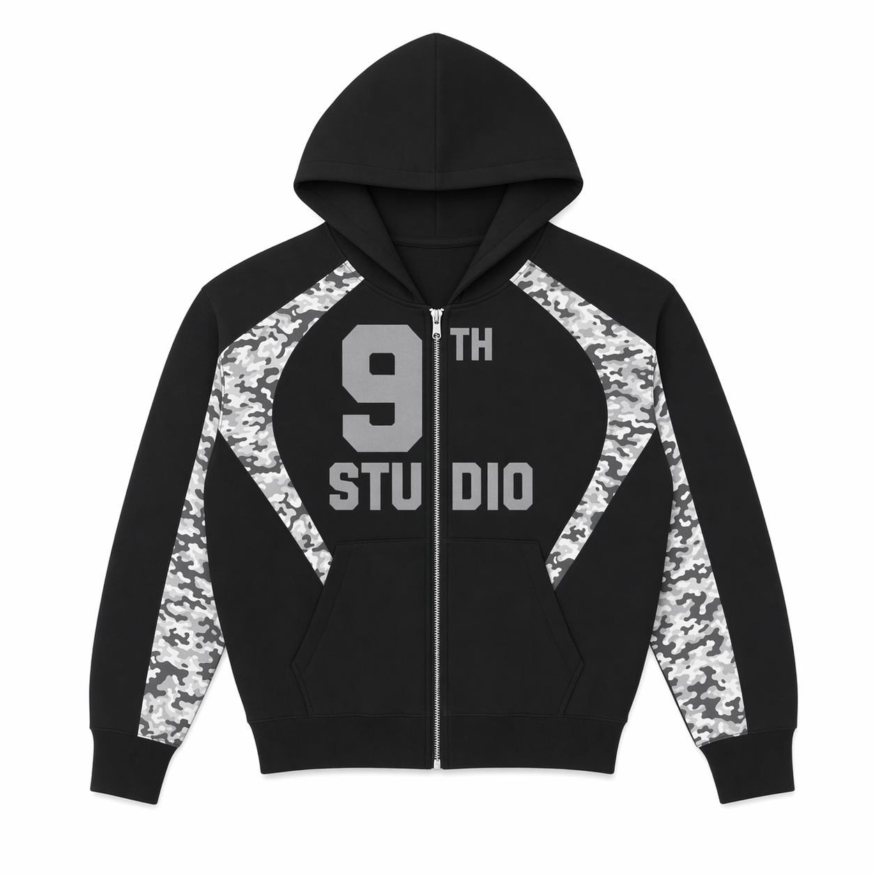 9th Studio Black Camo Zip Hoodie